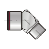 Náustek s vnějším závitem, 45°