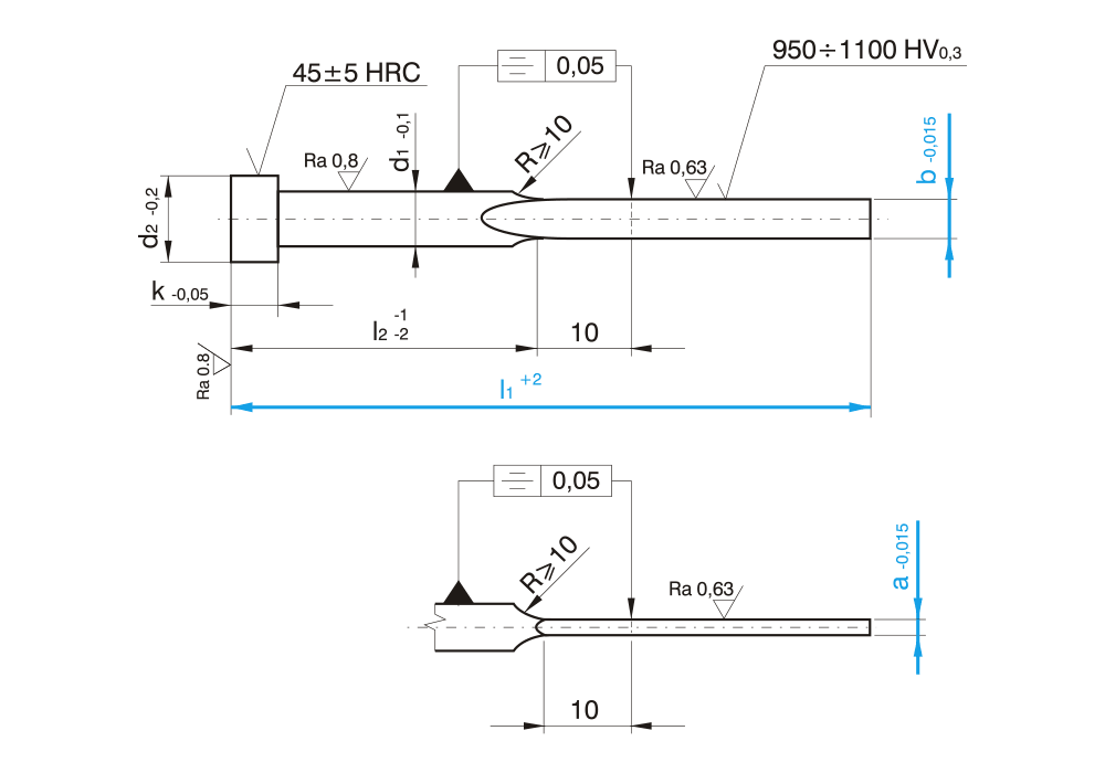 Vyhazovač plochý nitridovaný
