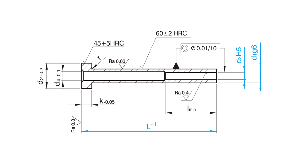 Vyhazovač trubkový kalený