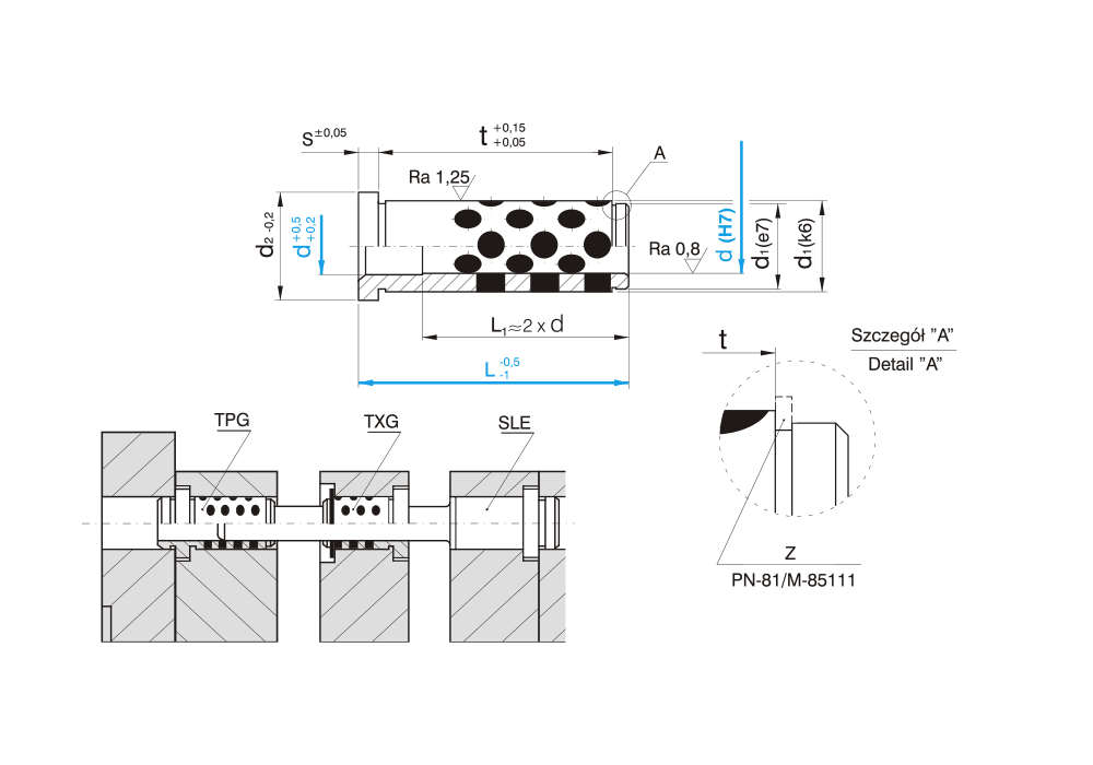 Vodicí pouzdro bez středicího nákružku, samomazné