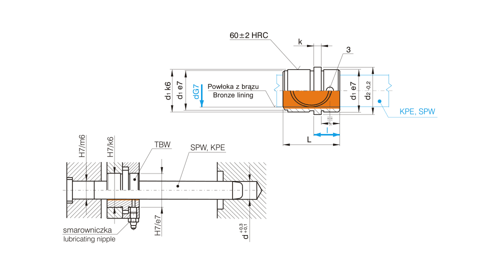 Vodicí pouzdro s bronzovou výstelkou
