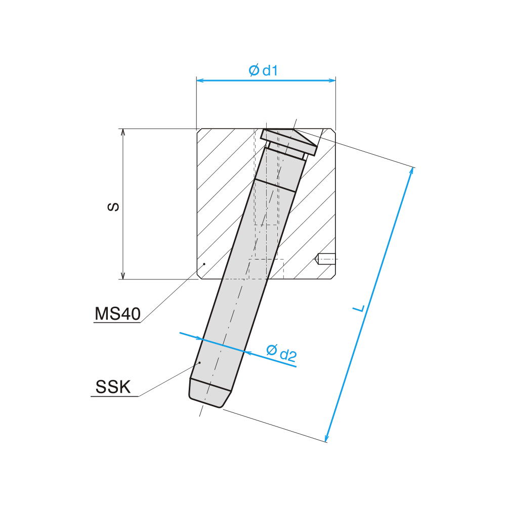 Sestava šikmého kolíku se základnou