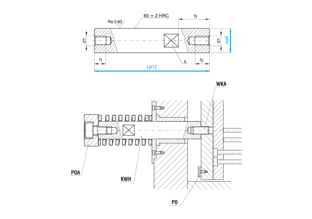 Vodicí čep vyhazovacího paketu