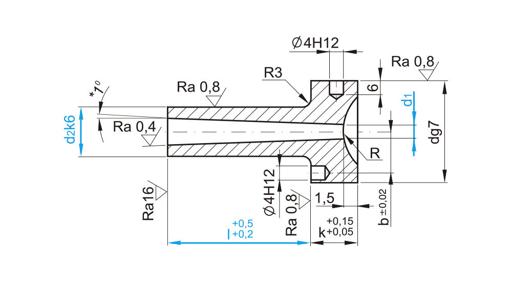 Vtoková tryska 1° s rádiusem