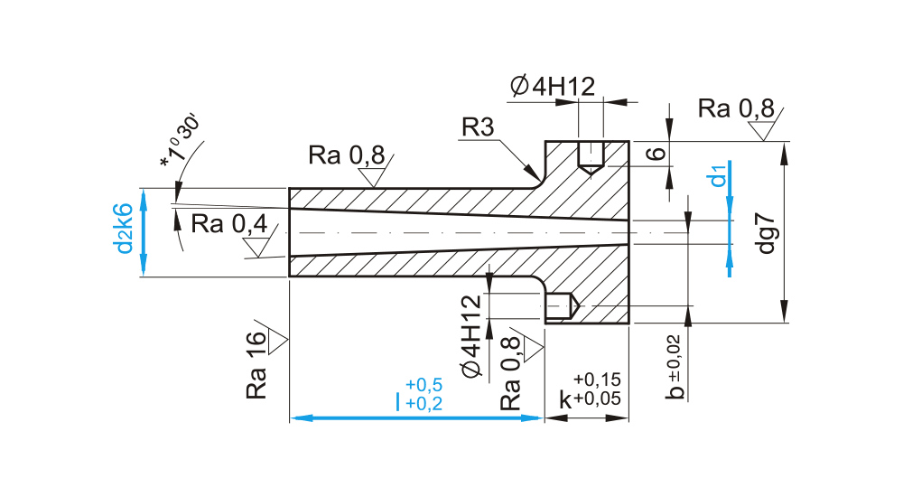 Vtoková tryska 1,5° bez rádiusu