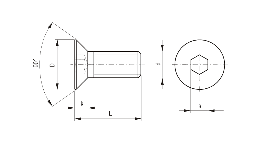 Šroub se zápustnou hlavou, DIN7991