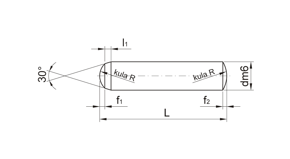 Válcový kolík m6, DIN6325
