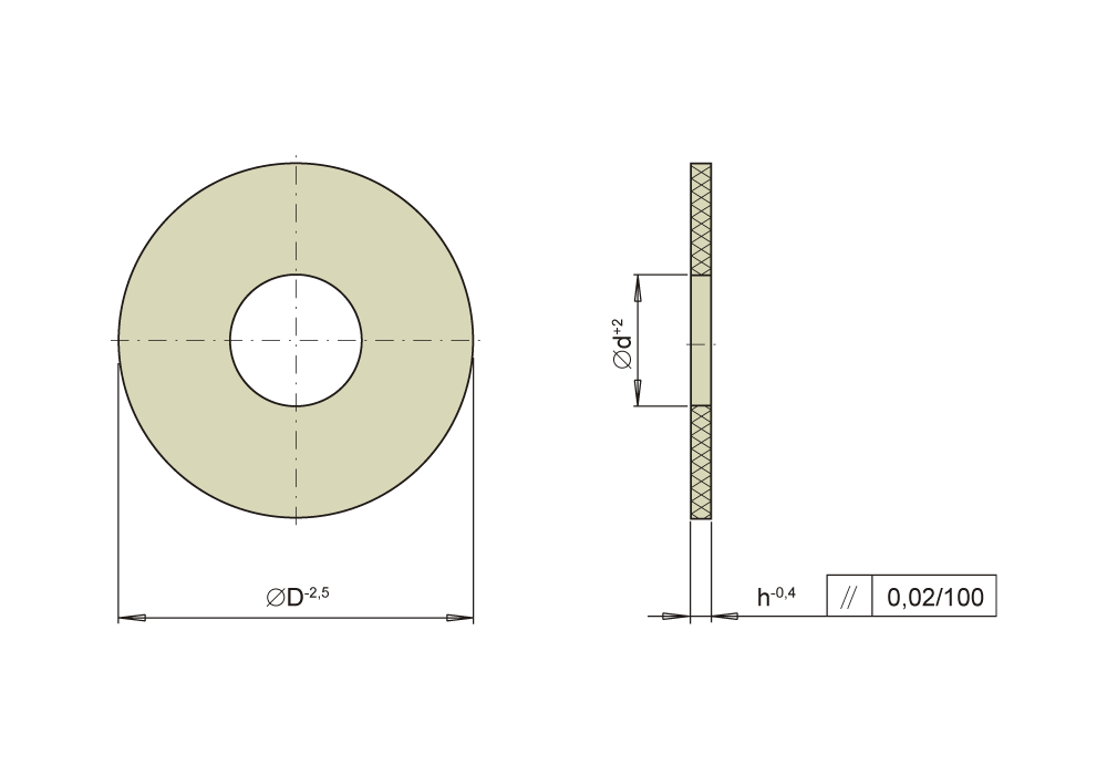 Izolační deska kruhová 600 N/mm2, s otvorem