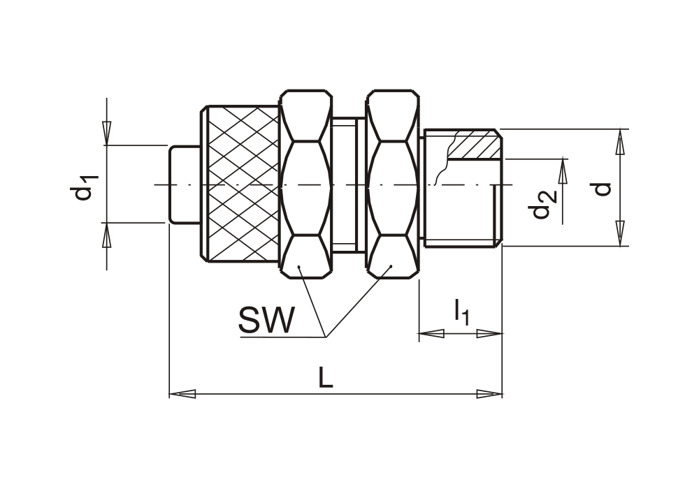 Koncovka pro tlakový vzduch, se závitem