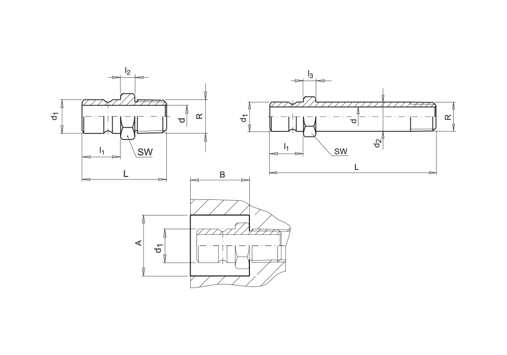 Náustek s prodloužením se závitem