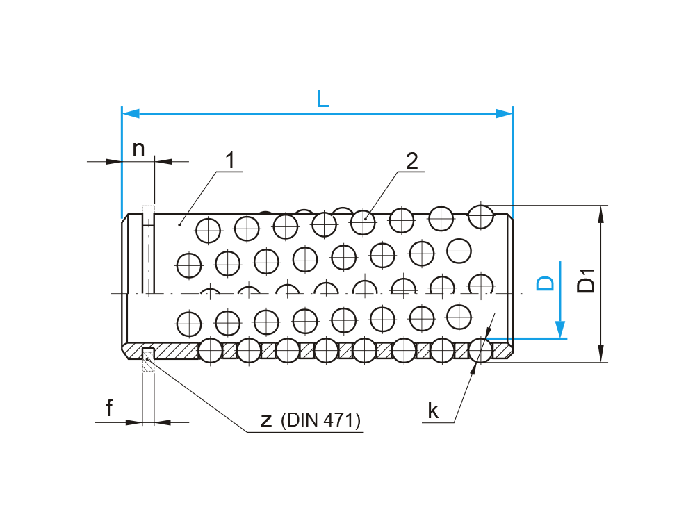 Kuličková klec hliníková, s drážkou pro pojistný kroužek