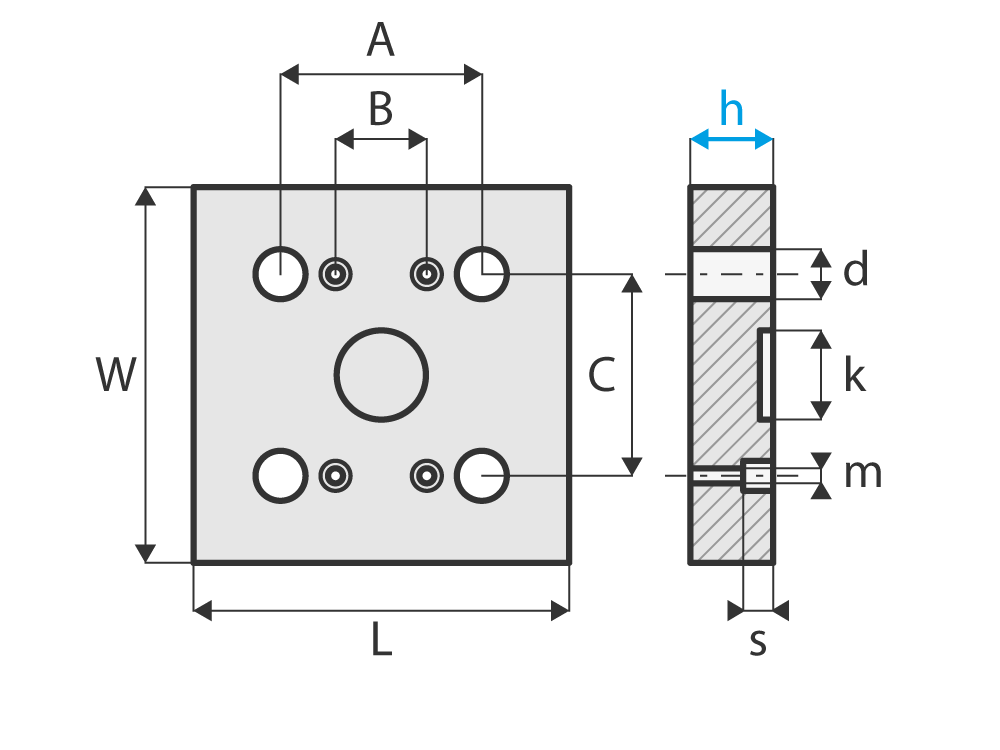 Upínací deska přesazená přes délku i šířku rámu