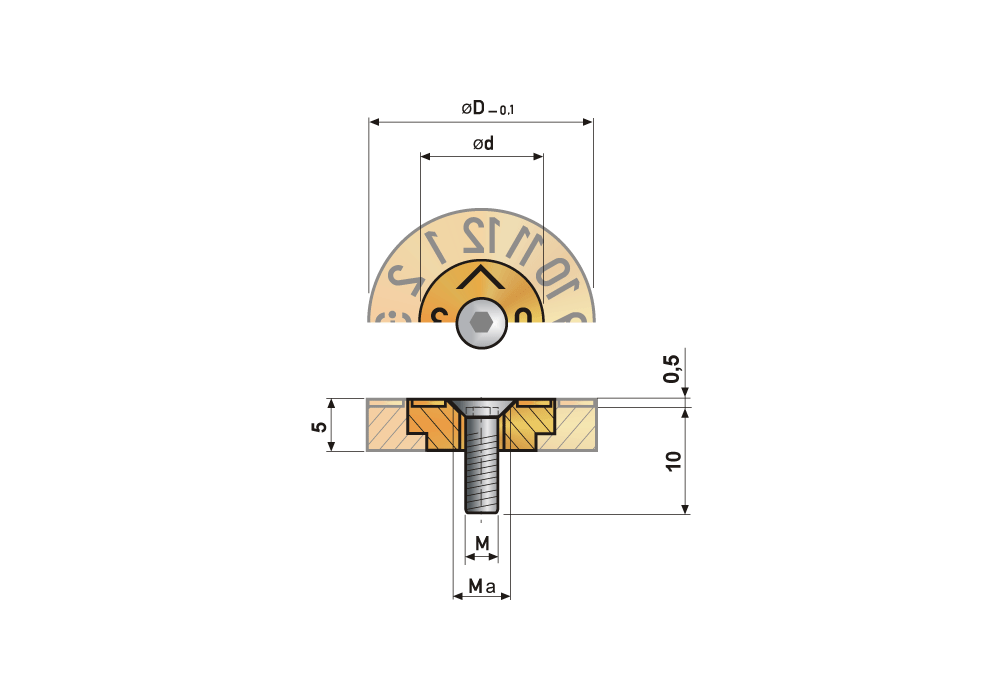 Vložka datumovky - Šipka + rok