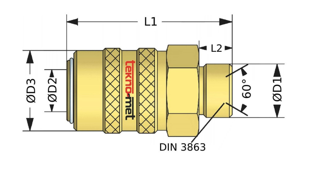 Rychlospojka s vnějším závitem, krátká
