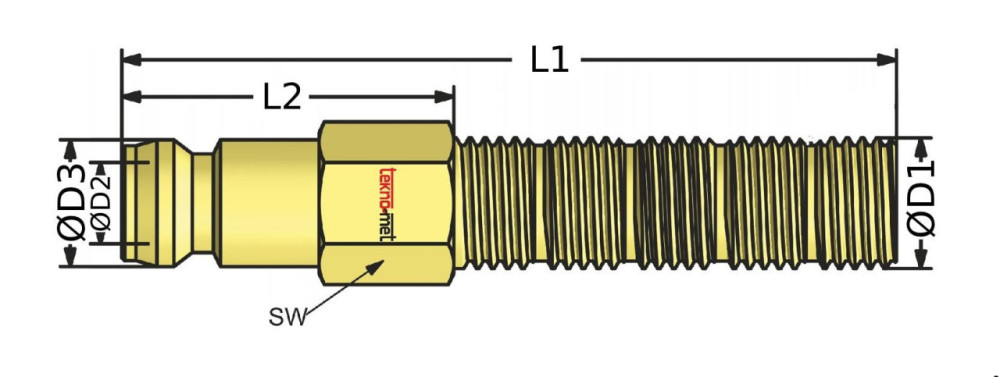 Náustek s prodloužením s celozávitem