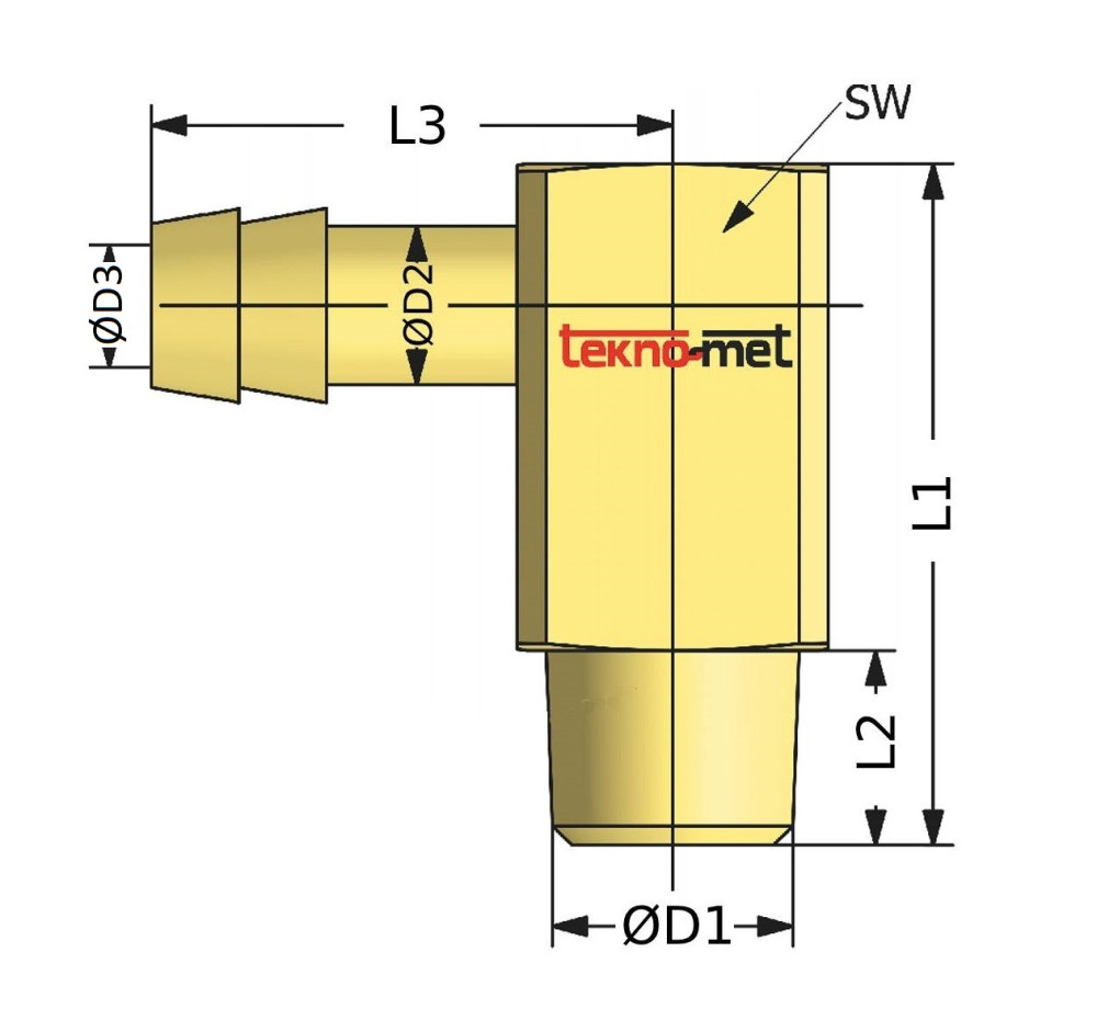 Trn pro hadici, s vnějším závitem, 90°