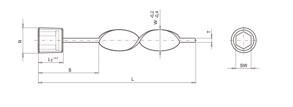 Přepážka spirálová, kónický závit