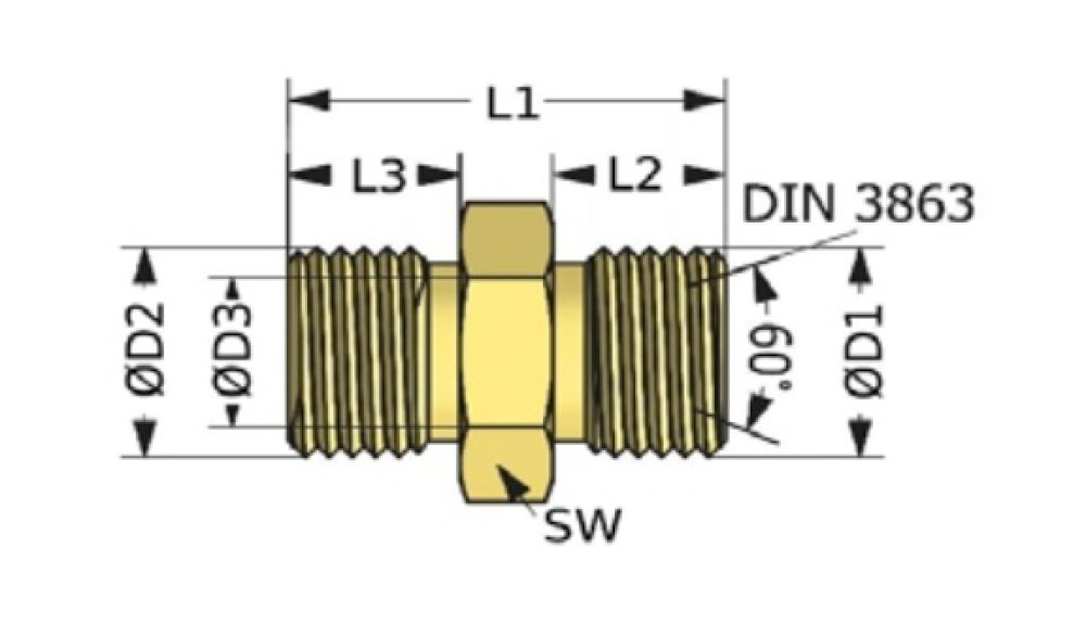 Redukce, závit vnější - vnější