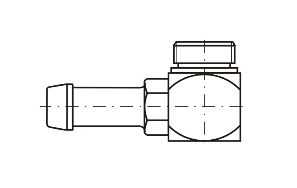 Koncovka s trnem pro hadici, 90°
