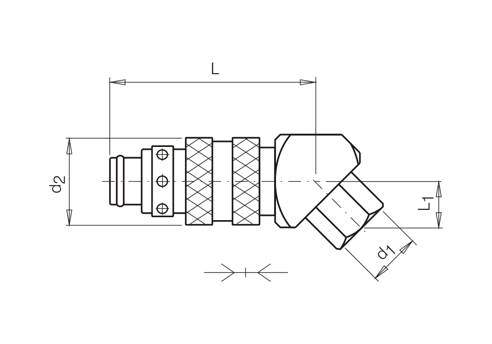Rychlospojka s vnitřním závitem, 45°