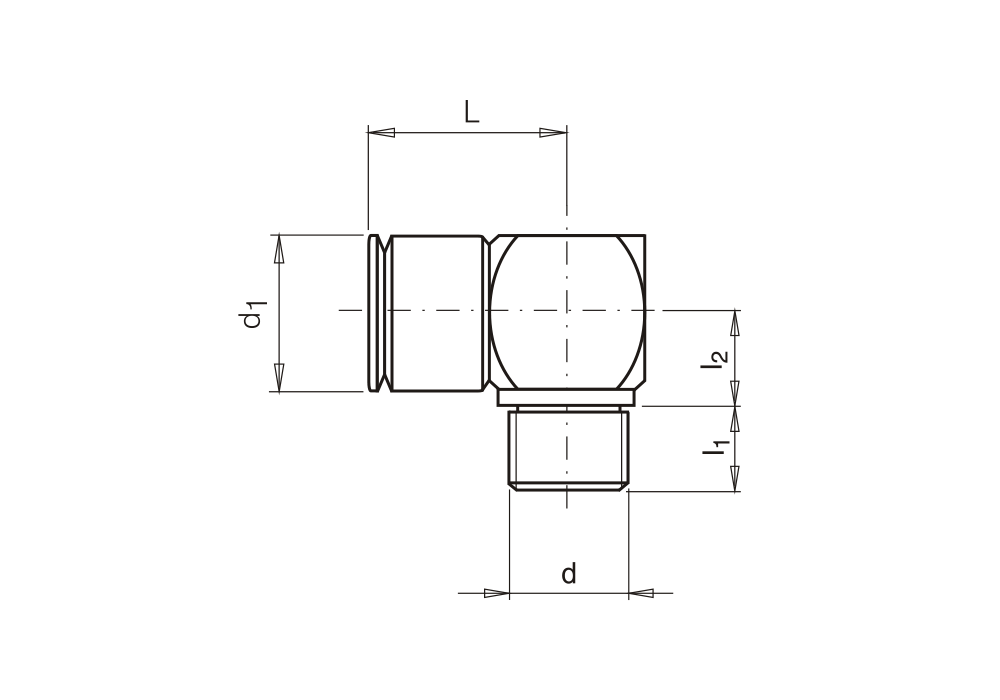 Náustek s vnějším závitem, 90°