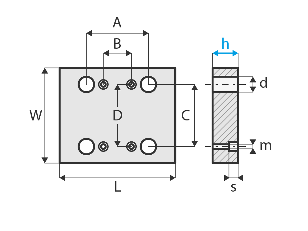 Upínací deska přesazená přes délku rámu