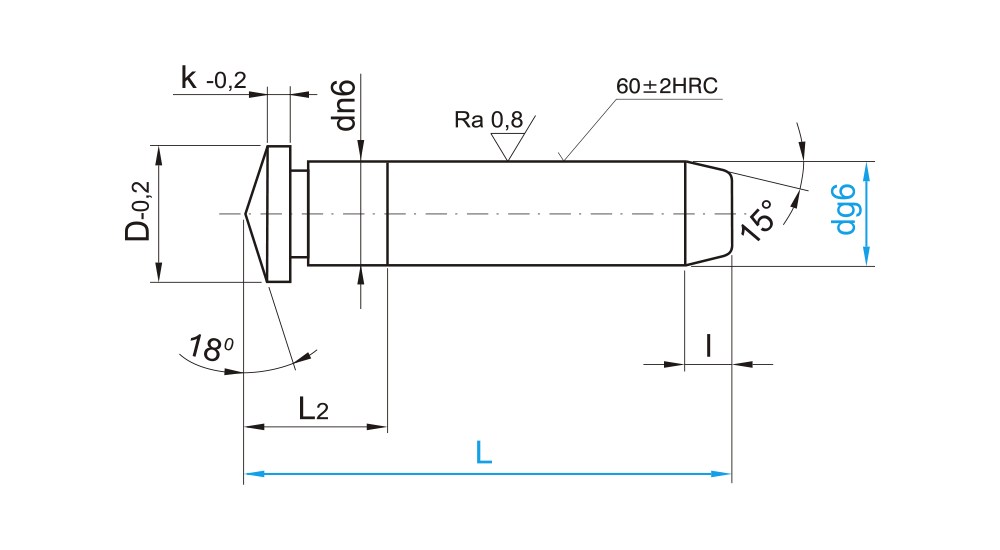 C1125 Šikmý kolík s kónickou hlavou